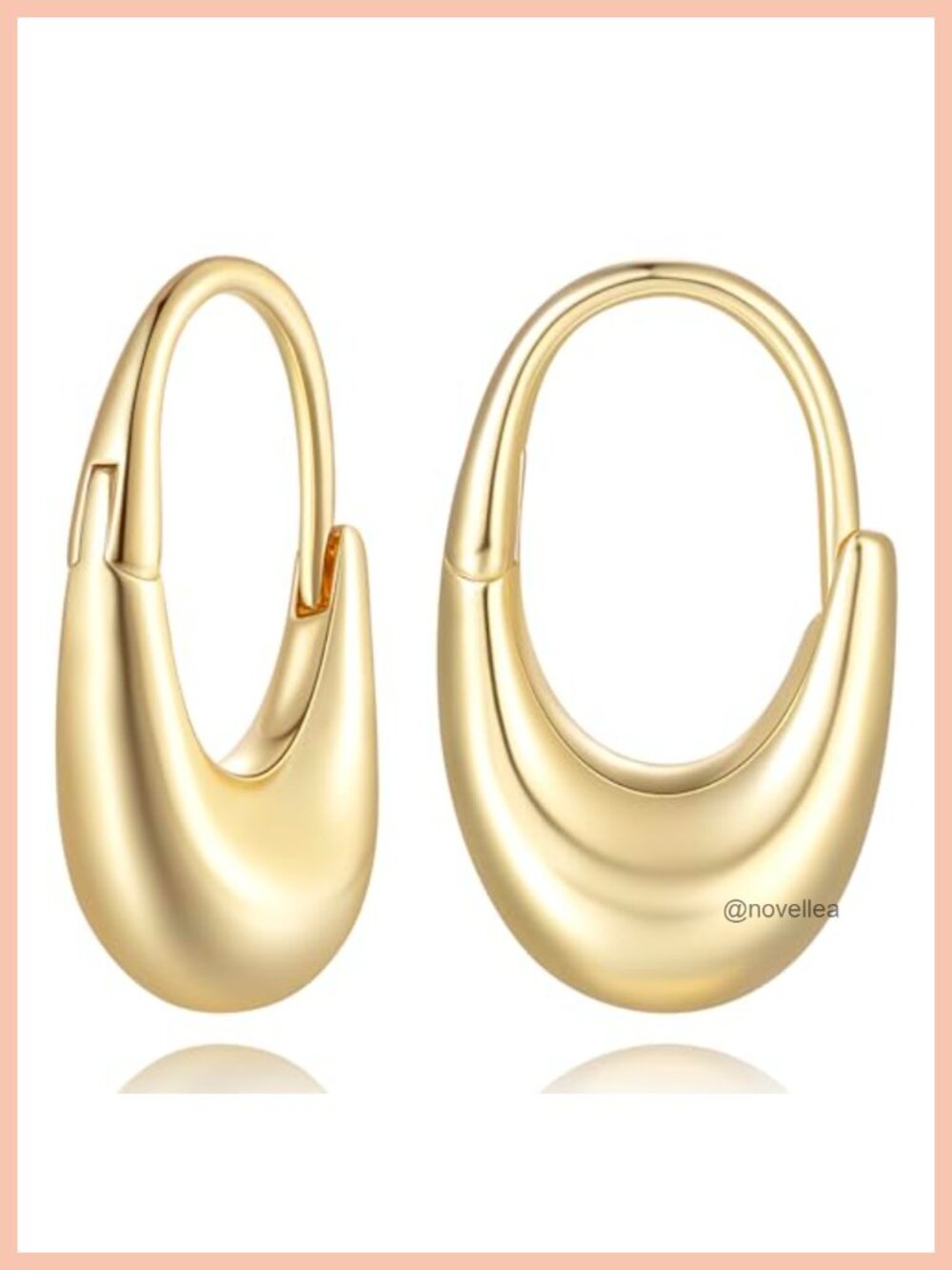 14K Gold Plated Chunky Hoop Earrings for Women Lightweight Crescent Moon Design